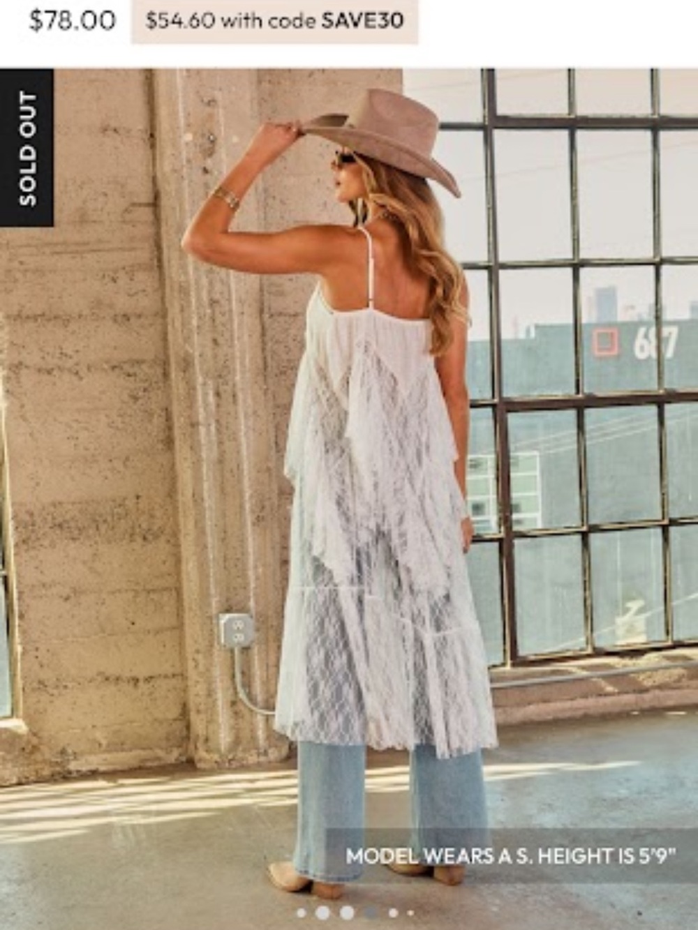 Vici White Sheer Lace Fringe Tunic Top - Picture 3 of 6